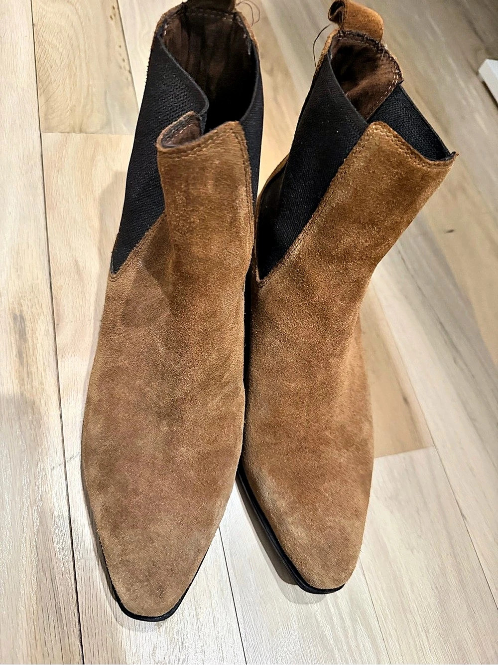 ZARA Suede-Look Chelsea Ankle Boots Brown & Black EU 37